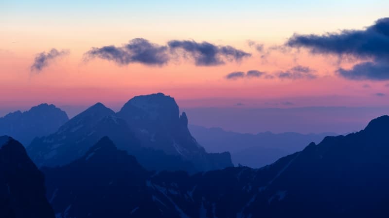 Sunset Alps mountains Wallpaper