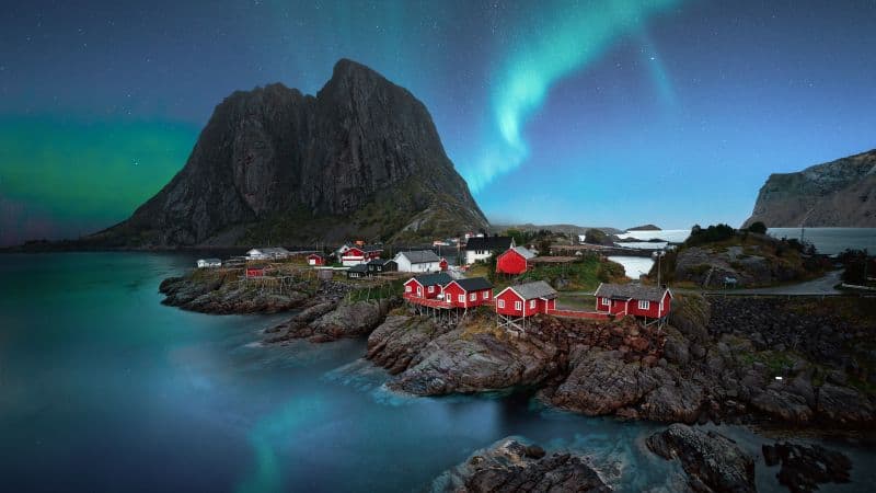 Lofoten islands Aurora Borealis Wallpaper