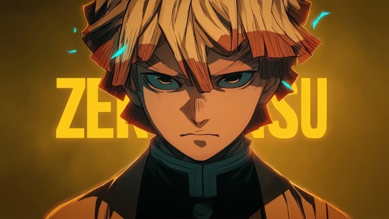 Zenitsu Agatsuma Fierce Wallpaper