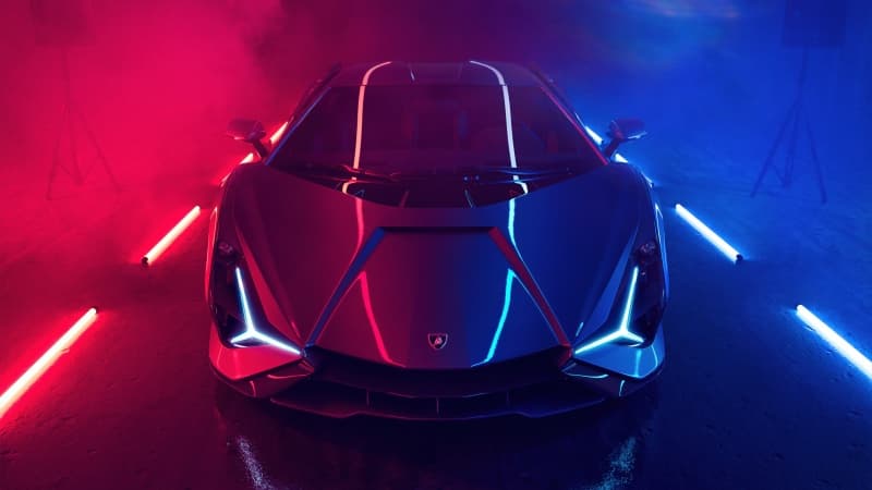 Lamborghini Sián Roadster Neon Wallpaper