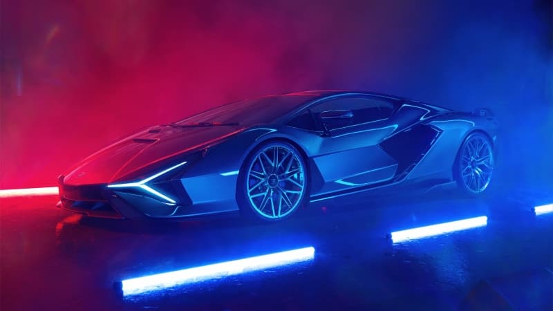 Lamborghini Sián FKP 37 Neon lighting Wallpaper