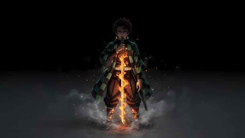 Tanjiro Kamado Fire effect Wallpaper