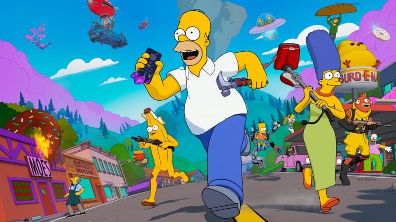Fortnite x The Simpsons Crossover Wallpaper