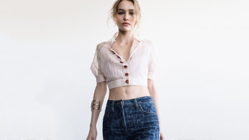 Lily Rose Depp White background Wallpaper