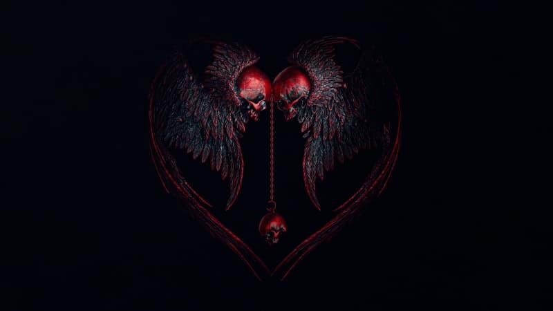 Heart shape Skulls Wallpaper