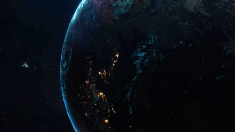 Earthlike Planet Spaceship Wallpaper