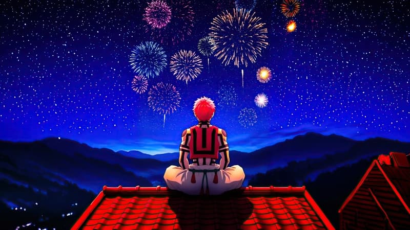 Akaza Fireworks Wallpaper
