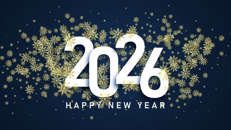Happy New Year 2026 Snowflakes Wallpaper