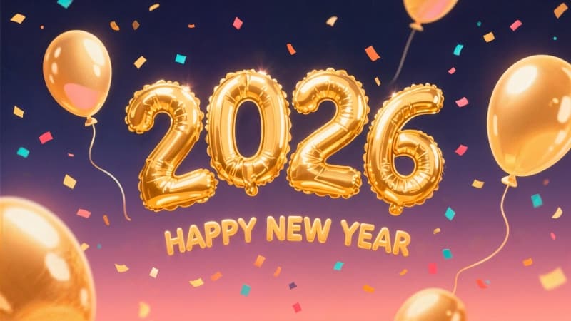 Happy New Year 2026 Confetti Wallpaper