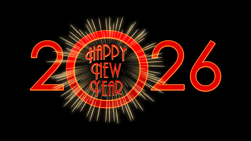 Happy New Year 2026 Black background Wallpaper