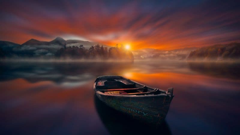 Sunset Boat Wallpaper