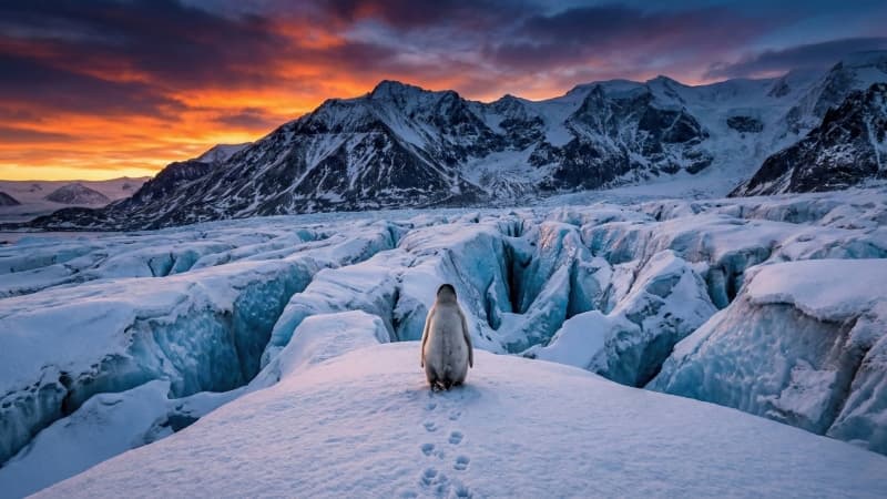 Nihilist penguin Mountains Wallpaper