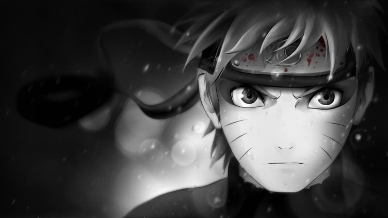 Naruto Uzumaki Black and White Wallpaper