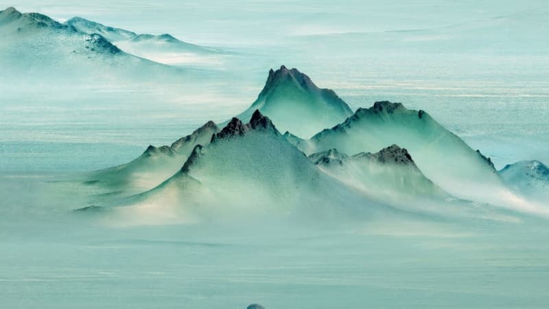 Mountain Peaks Teal Wallpaper