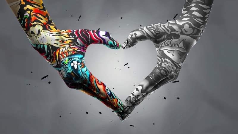 Heart shape Graffiti Wallpaper