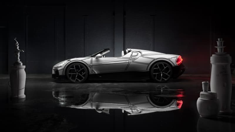 Bugatti W16 Mistral Blanc Éternel Dark background Wallpaper