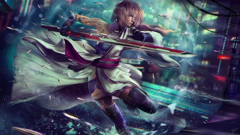 Lightning (Final Fantasy XXIII) Cyberpunk Wallpaper