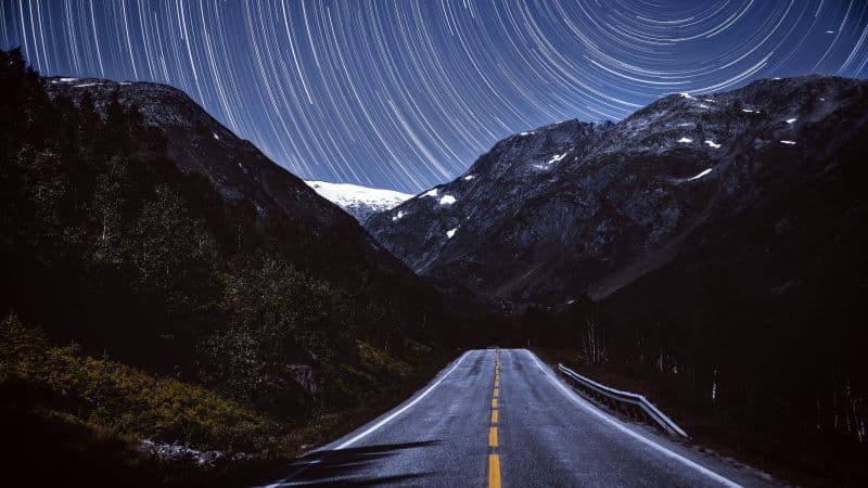 Mountains Star Trails Wallpaper