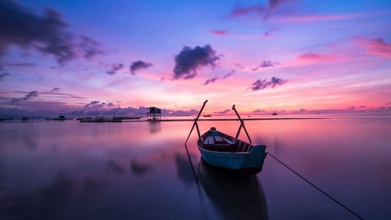 Rowing boat Sunset Wallpaper