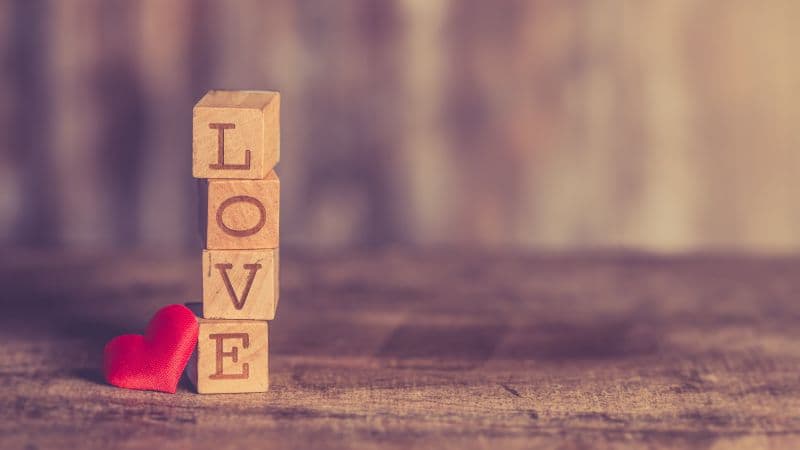 Love heart Wooden Blocks Wallpaper