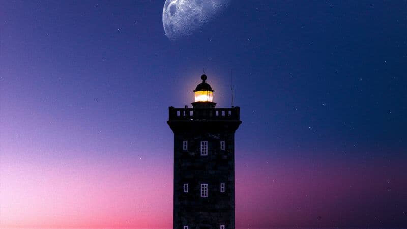 Lighthouse Moon Wallpaper