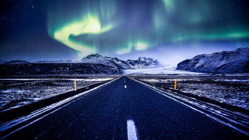 Aurora Borealis Road Wallpaper