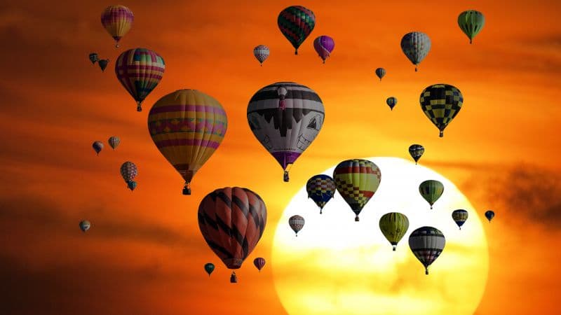 Sunset Hot air balloons Wallpaper