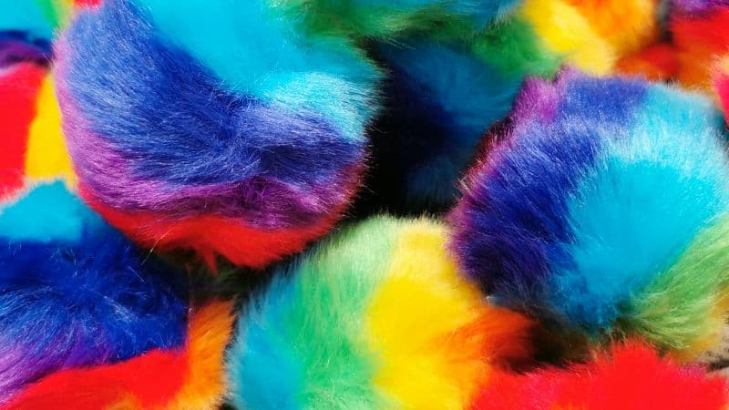 Faux Fur Pom Pom Balls Multicolor Wallpaper