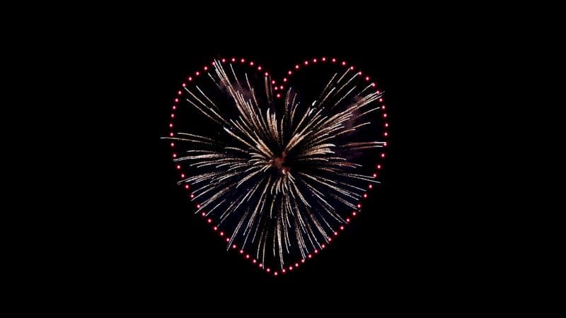 Love heart Fireworks Wallpaper