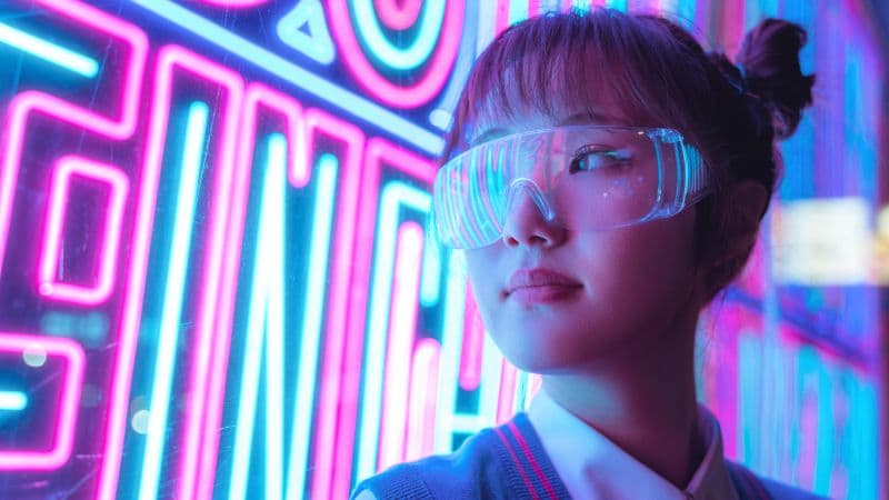 Girl Neon Lights Wallpaper