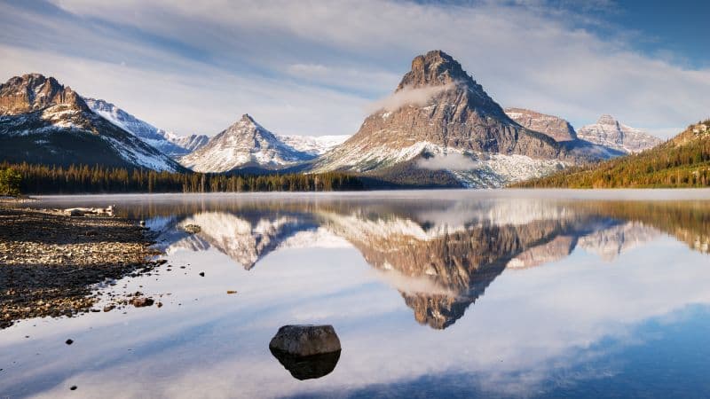 Glacier mountains Mirror Lake Wallpaper