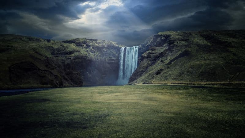 Skógafoss Waterfalls Wallpaper