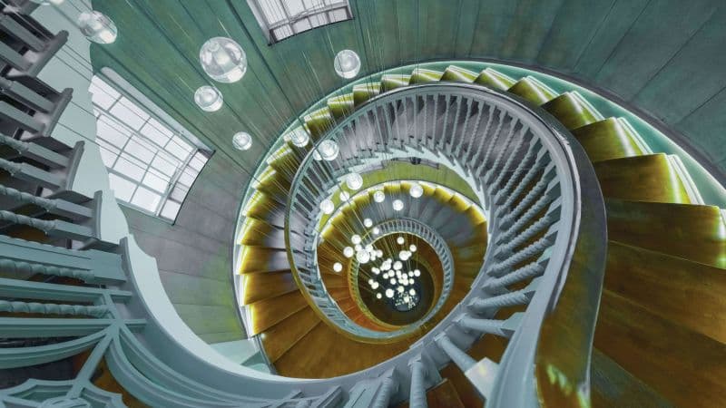 Spiral staircase Chandelier Wallpaper