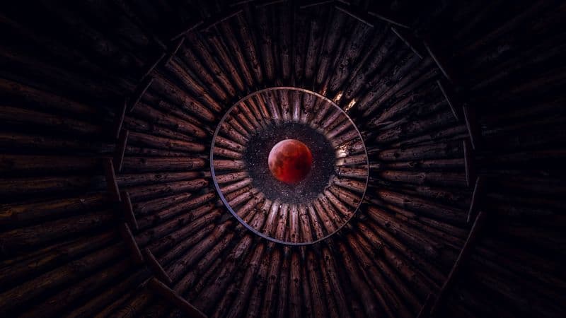 Blood Moon Looking up at Sky Wallpaper
