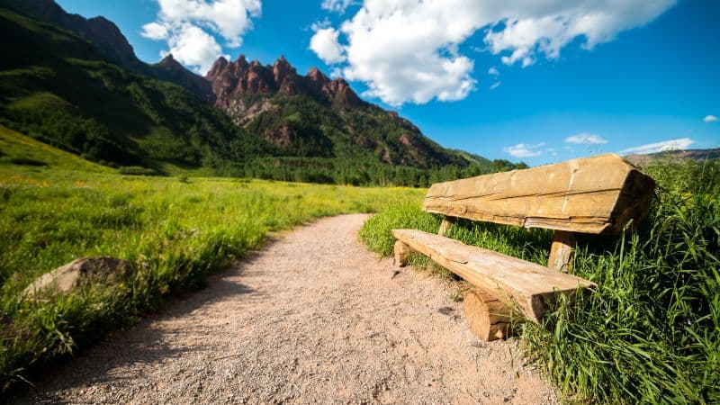 Park bench Maroon Bells Wallpaper