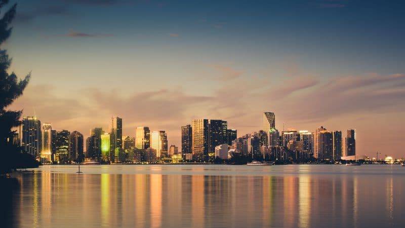 Miami Skyline Sunset Wallpaper