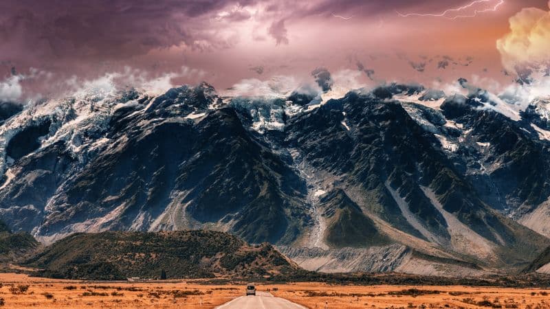 Endless Road Thunderstorm Wallpaper
