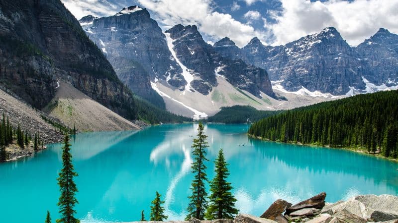 Moraine Lake Snow covered Wallpaper