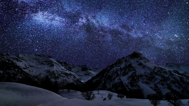 Glacier mountains Milky Way Wallpaper