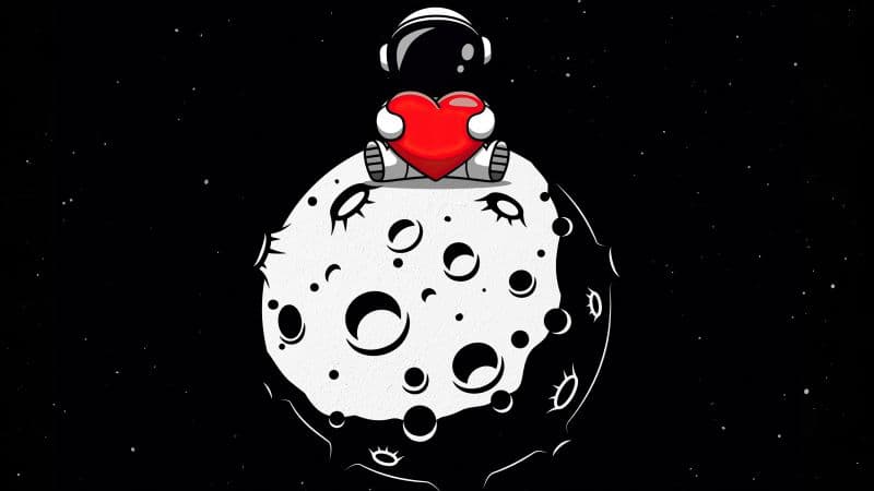 Red heart Astronaut Wallpaper