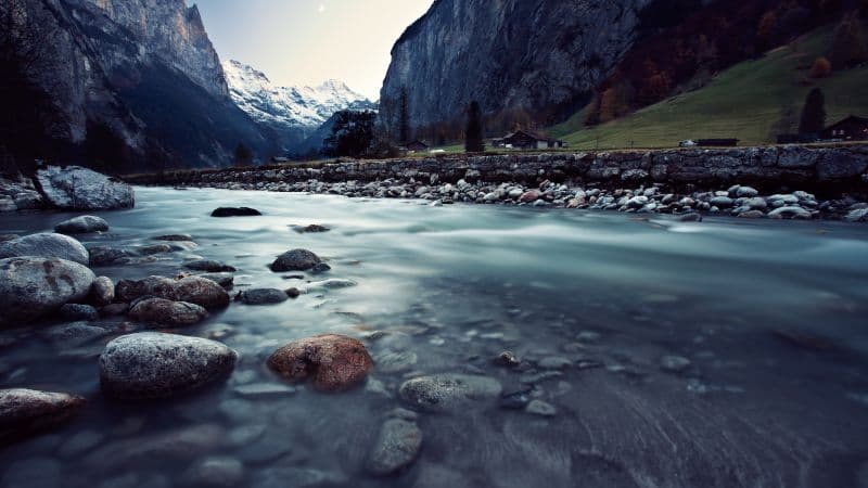 River Stream Mountains Wallpaper