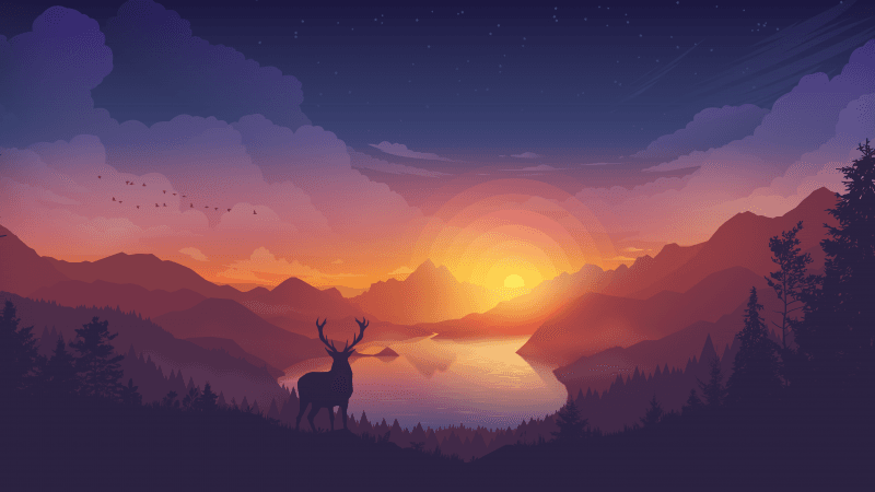 Lakeside Evening Wallpaper