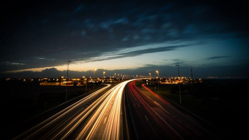 Highway Light trails Wallpaper