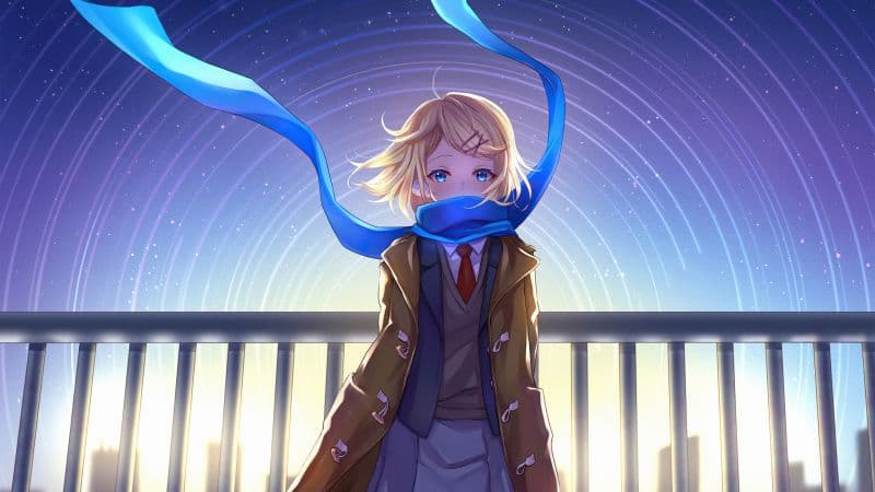 Anime girl School uniform Wallpaper
