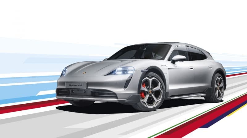 Porsche Taycan 4S Cross Turismo White background Wallpaper