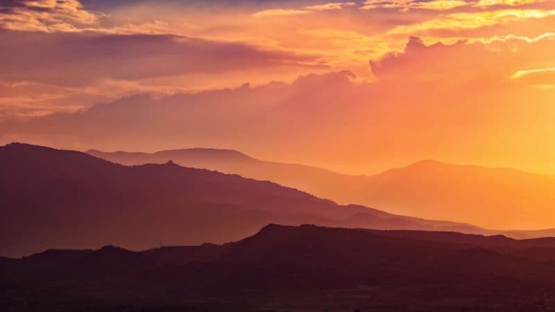 Sunset Mountain range Wallpaper