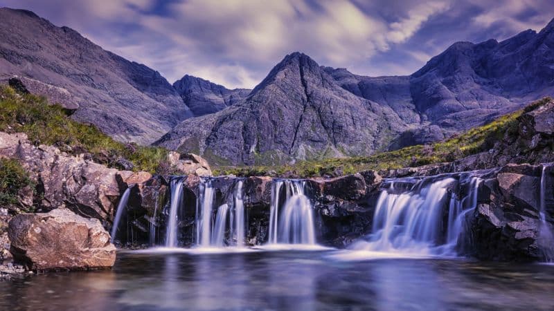 Waterfalls Cloudy Sky Wallpaper