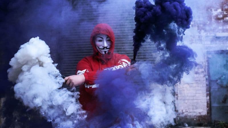 Man in Mask Red Hoodie Wallpaper