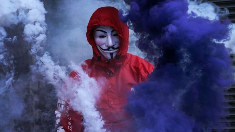 Man in Mask Smoke Backgrounds Wallpaper