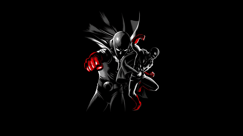 One Punch Man Saitama Artwork AMOLED Wallpaper